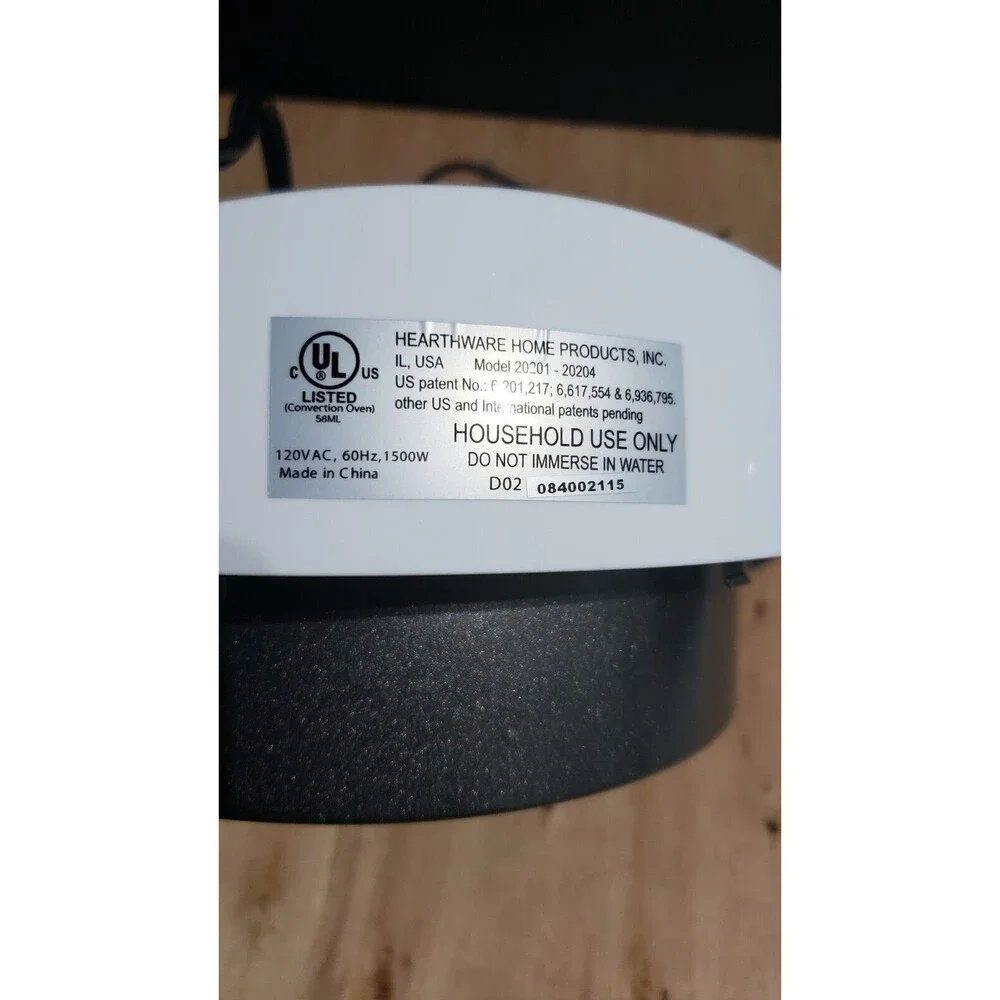 NuWave Infrared Oven Power Head Model 20201-20204 120V AC, 60Hz, 1500W